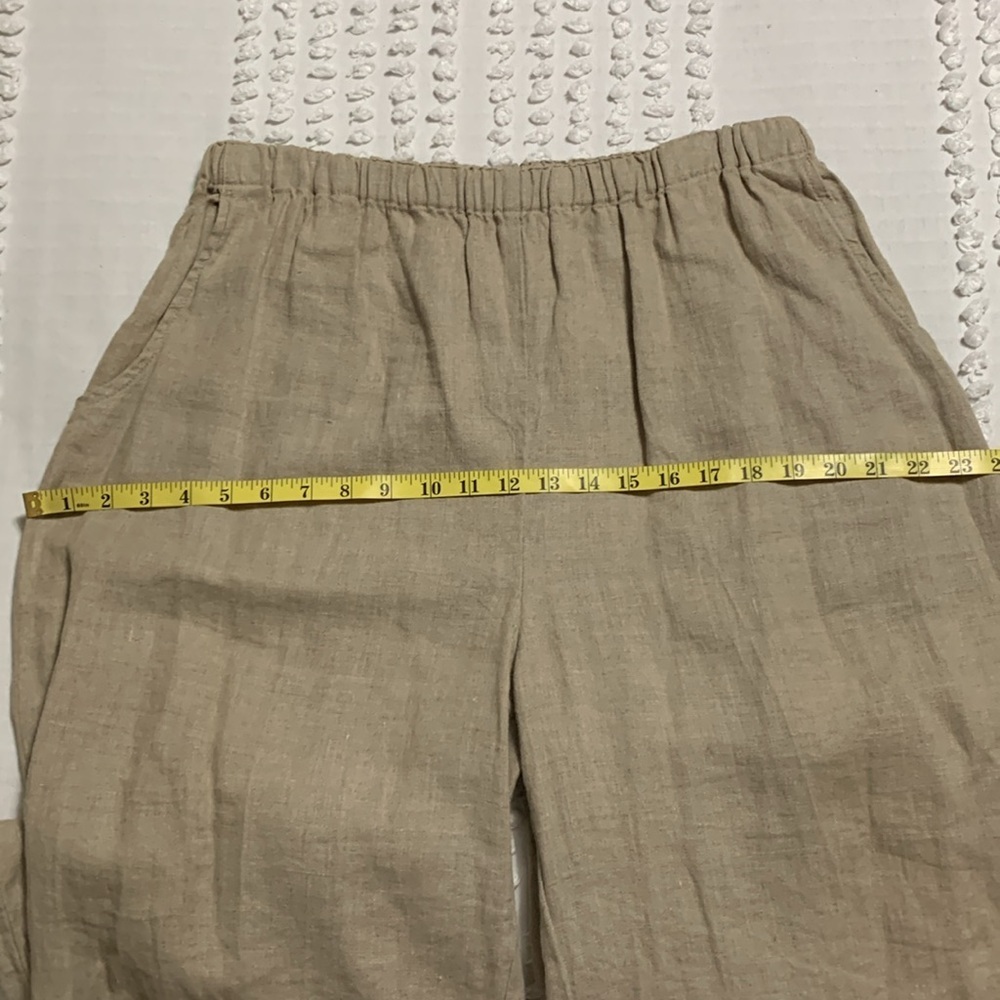 Flax Women’s 100% Linen Classic Wide-Leg Oatmeal Large Pants Lagenlook Quiet - Picture 8 of 11